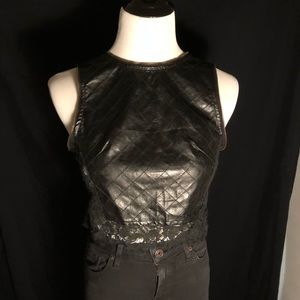 Black “Leather and Lace” Top